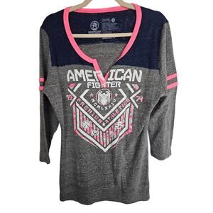 American Fighter Womens Graphic T-Shirt Sz XL Streetwear Patriotic Military Vibe